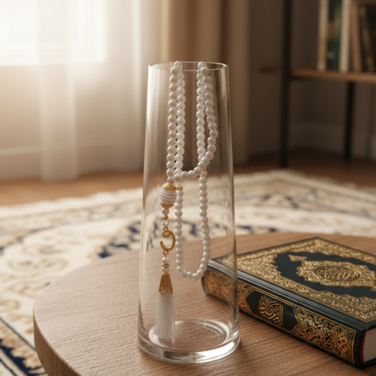 Glass beaded white Tasbeeh